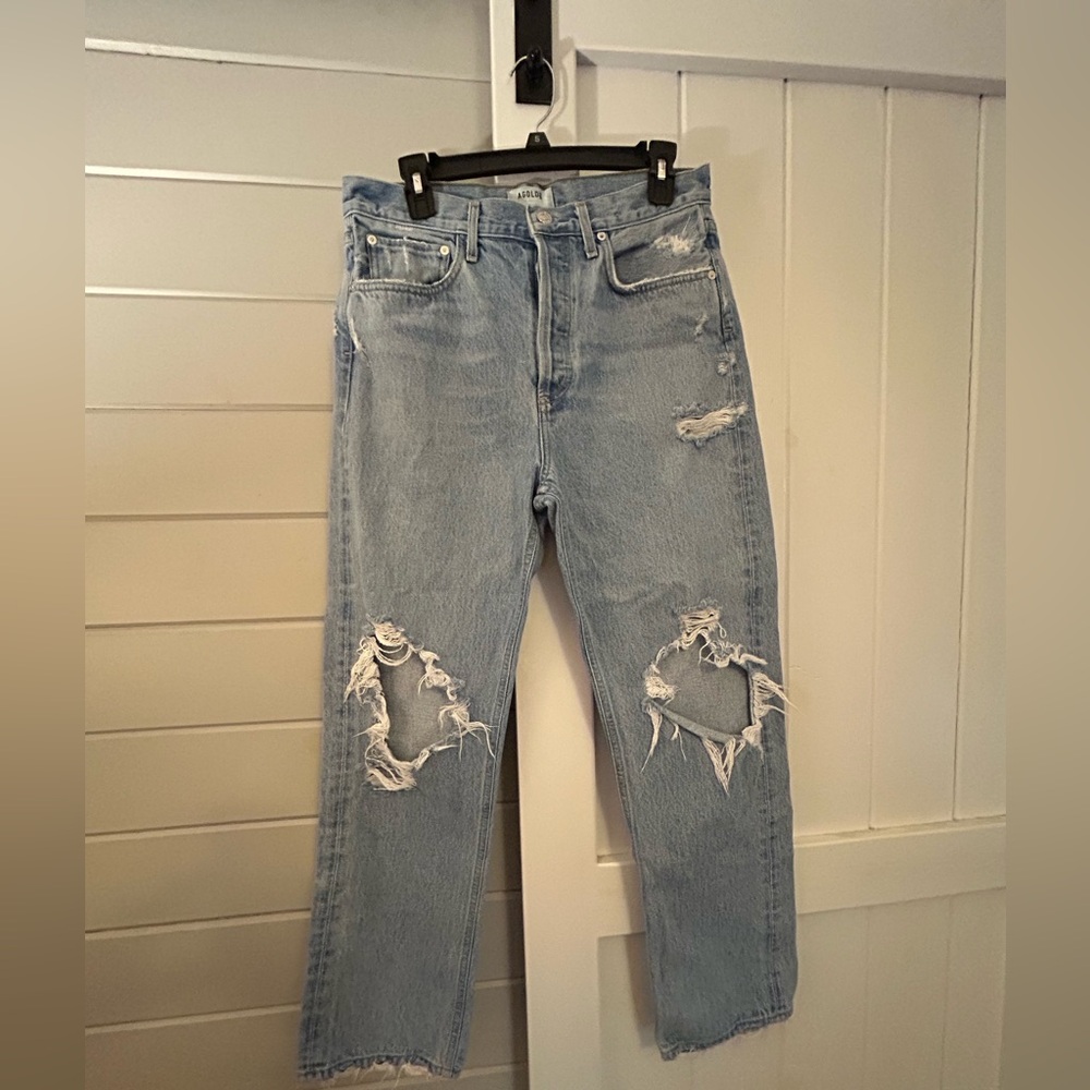 Agolde Women’s  Distressed Light Blue Jeans